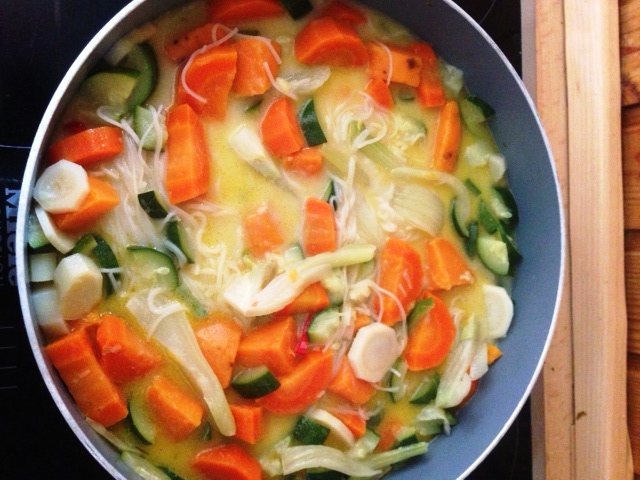 Vegetable pan with rice noodles