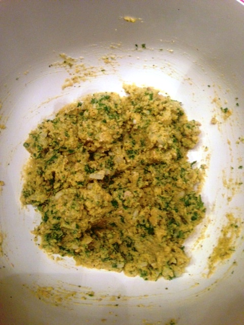 Add finely diced onion and chopped parsley.
