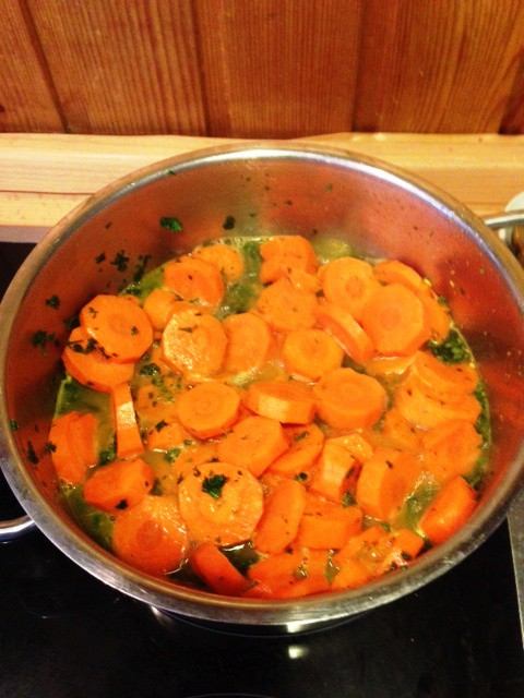 Carrots in vegetable stock  